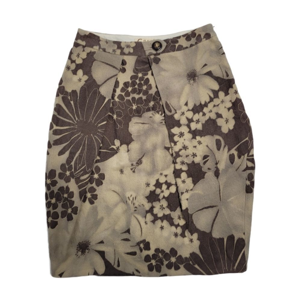 ANTHROPOLOGIE skirt Casch neutral floral wool pencil 4
